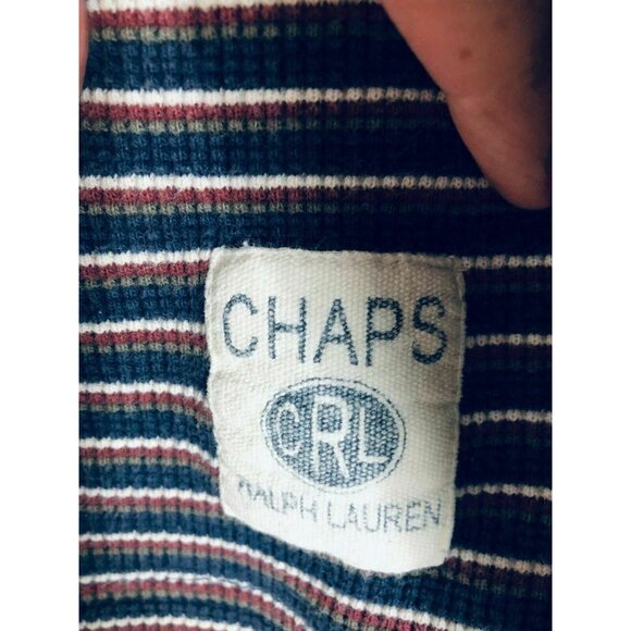 Chaps Ralph Lauren Pullover Thermal Crewneck Shirt Striped Mens XL  Long Sleeves - Picture 2 of 6